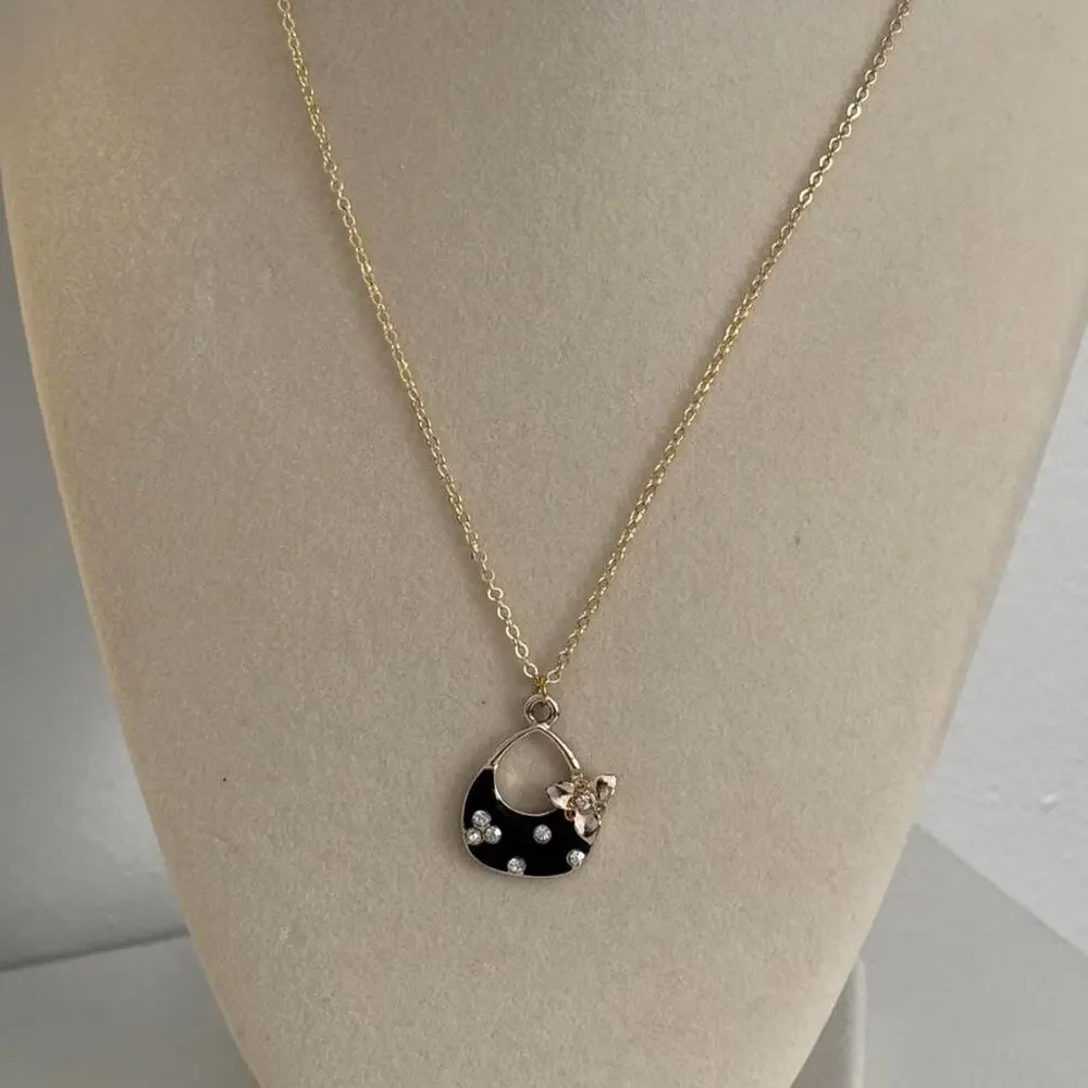 Black moon necklace with white - Picture 3 of 5